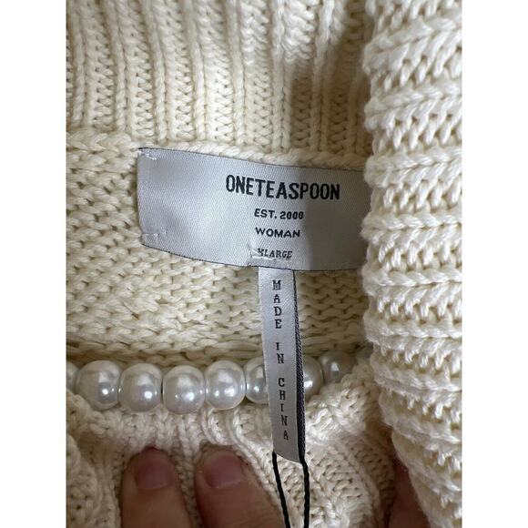 NWT Free People x One Teaspoon Poison Cable Knit Sweater in Creme Size XL - Picture 8 of 10